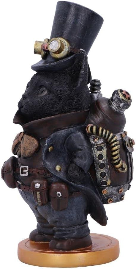 Steampunk Cat Figurine 19.5cm Resin Ornament Gothic Decor Hand Painted Statue