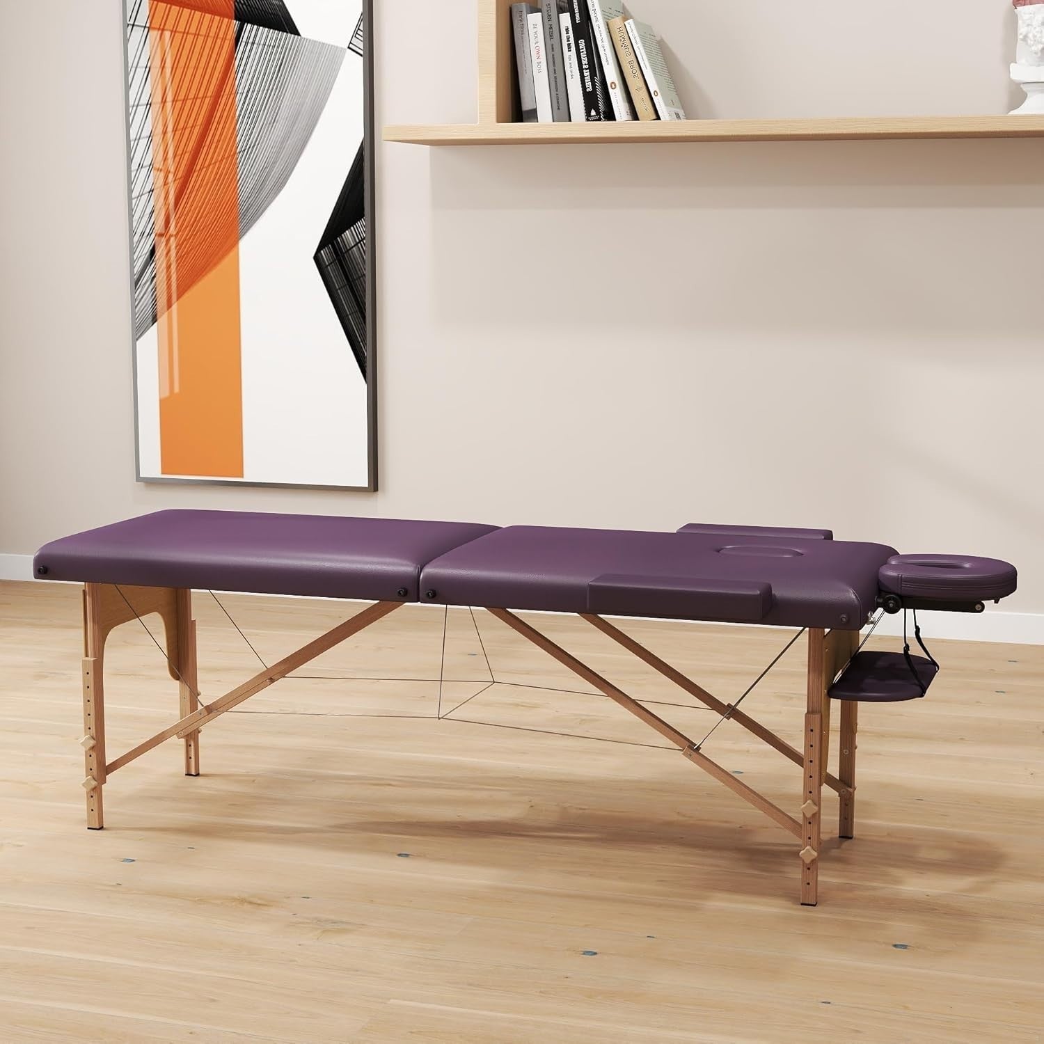 Portable 2-Zone Massage Table Foldable Beauty Lash Tattoo Bed Purple 185×60cm