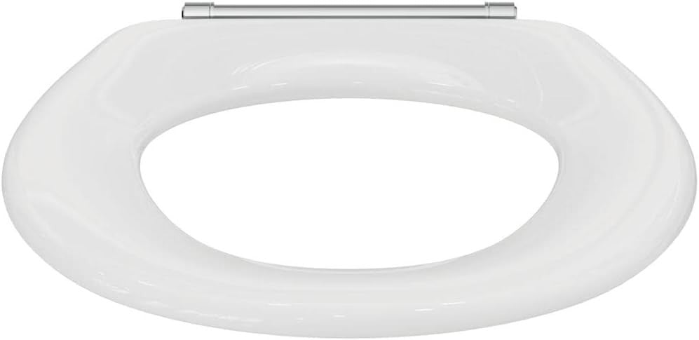 White Toilet Seat Stainless Steel Lid Durable Modern Easy Clean
