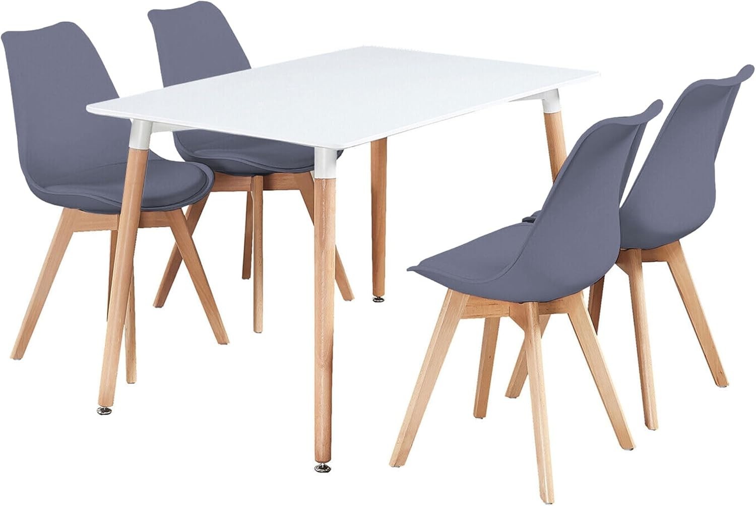 Modern Dining Table Set 4 Grey Chairs Small Space Kitchen Room Compact