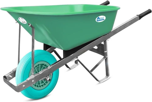 120L Garden Wheelbarrow – Green/Turquoise – PU Tubeless Tyre Heavy Duty Frame