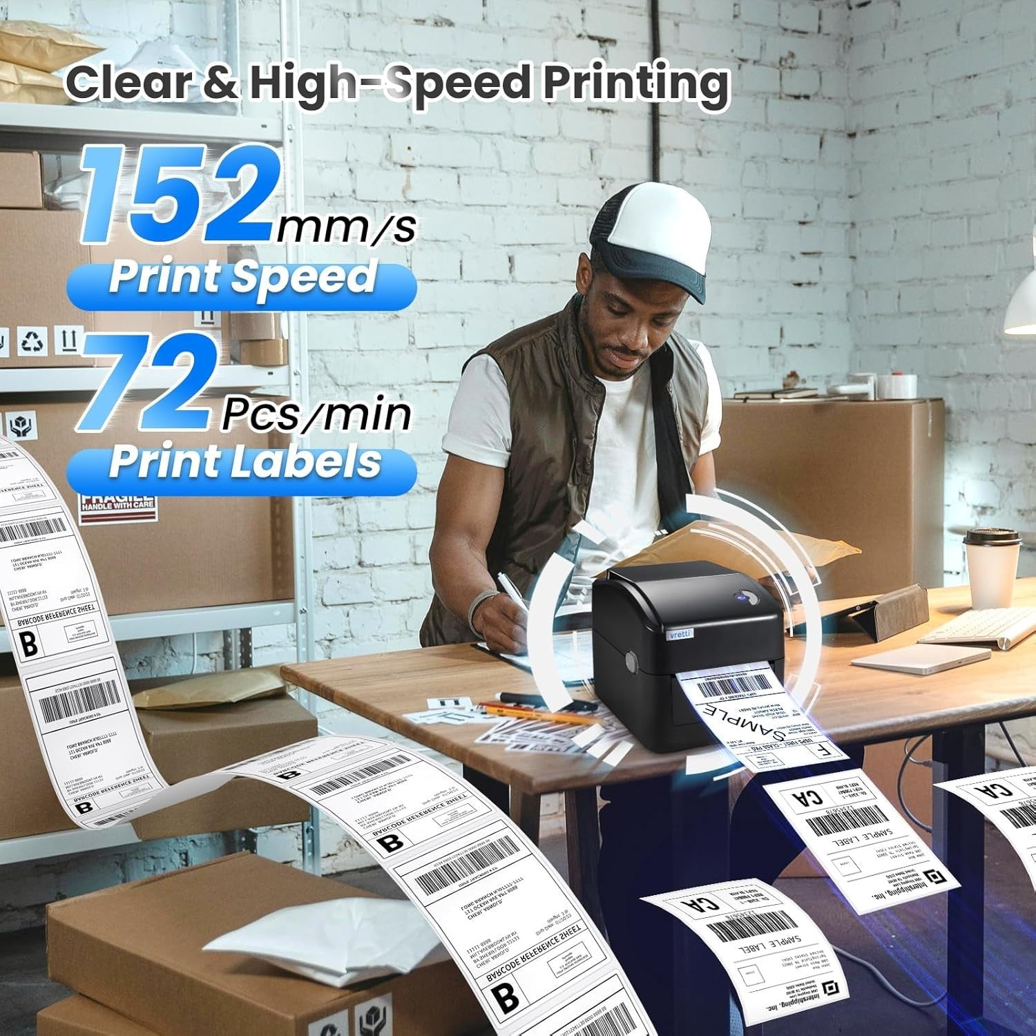 4x6 Thermal Label Printer | WiFi & USB | High-Speed Shipping Labels