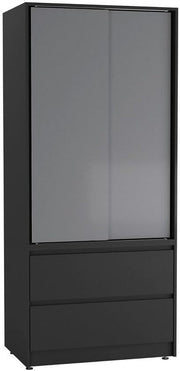 Modern Sliding Wardrobe 2 Door with Rail & Drawers – Soft Close Storage