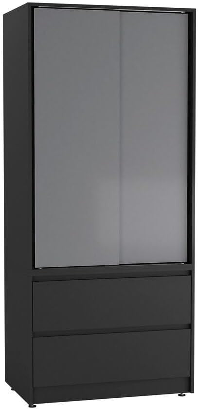 Modern Sliding Wardrobe 2 Door with Rail & Drawers – Soft Close Storage