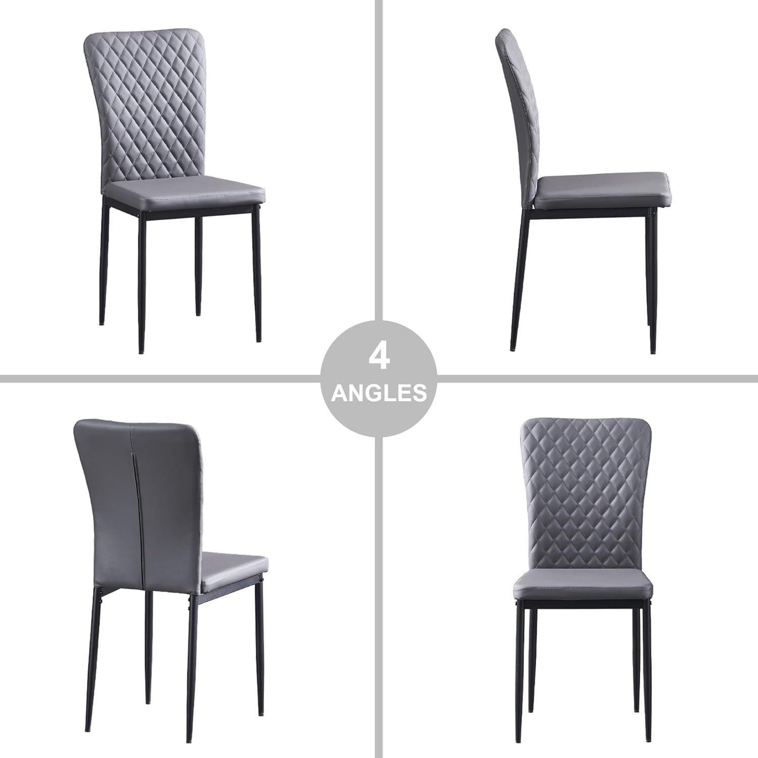 Oak Dining Table Set with 6 Grey Faux Leather Chairs, 150x80cm, Modern Kitchen