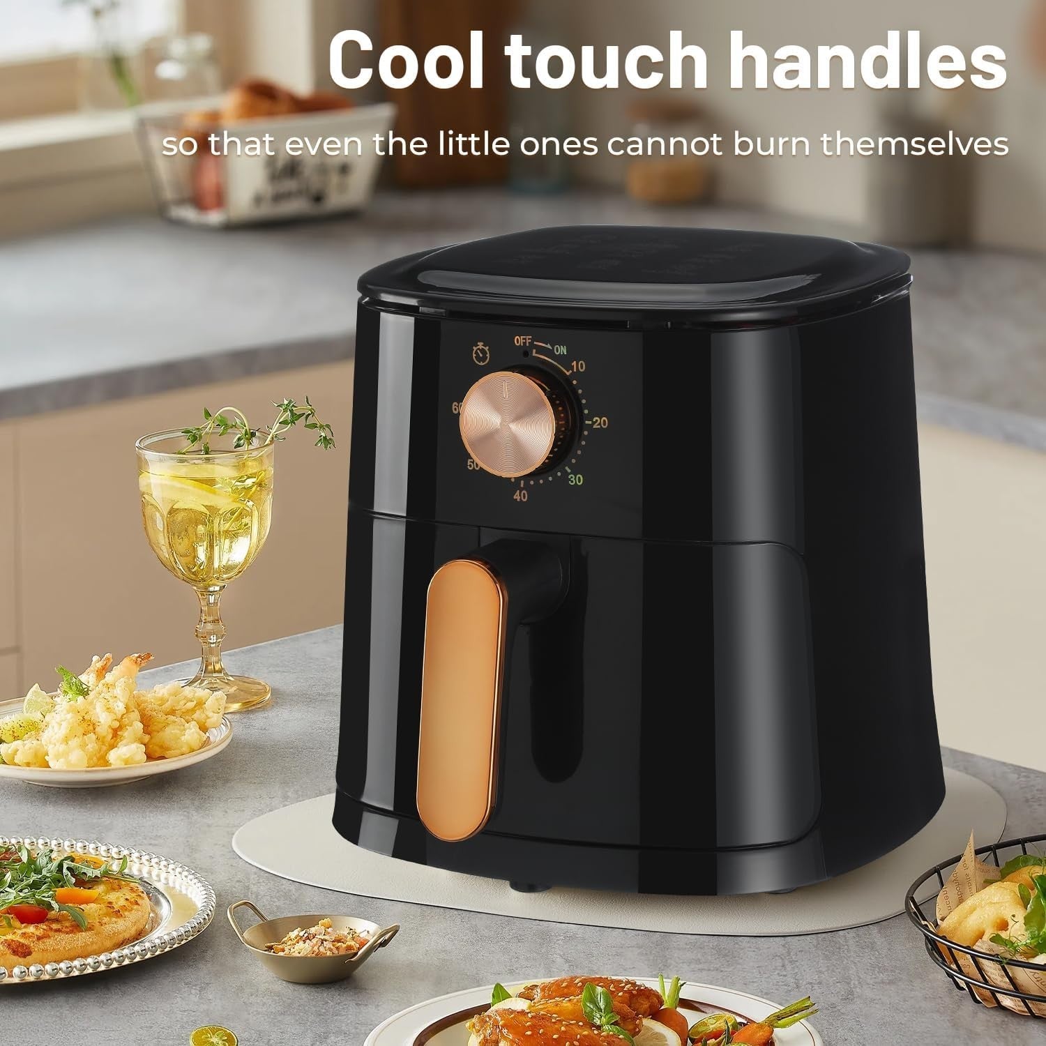 4L Air Fryer 1800W Rapid Air 60min Timer 200°C 9in1 Knob Dishwasher Safe