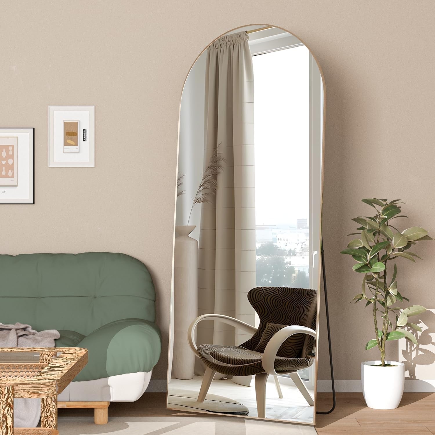 165x60cm Arch Gold Full Length Mirror Wall Leaning Standing for Bedroom