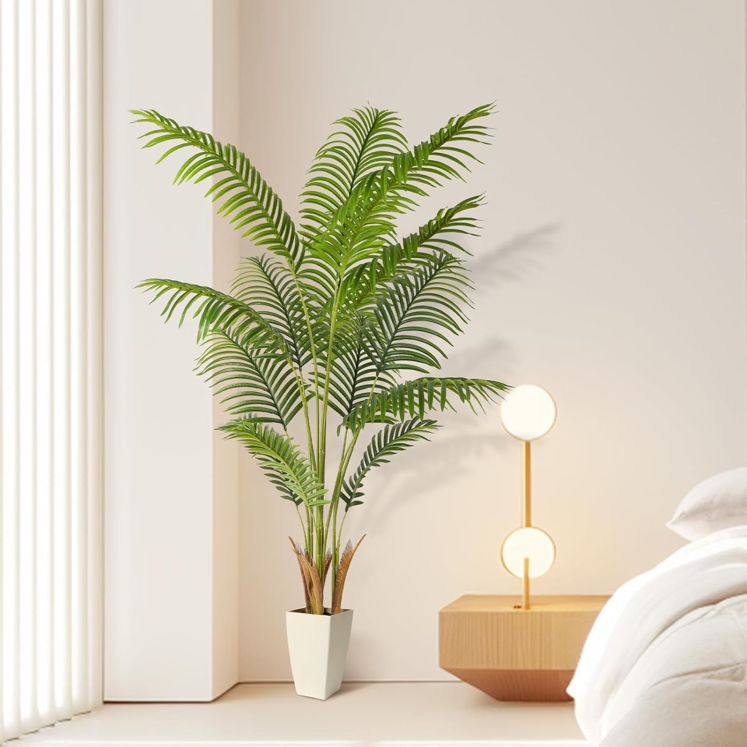 5ft Artificial Palm Tree with White Planter Indoor Fake Palm Home Decor Plant