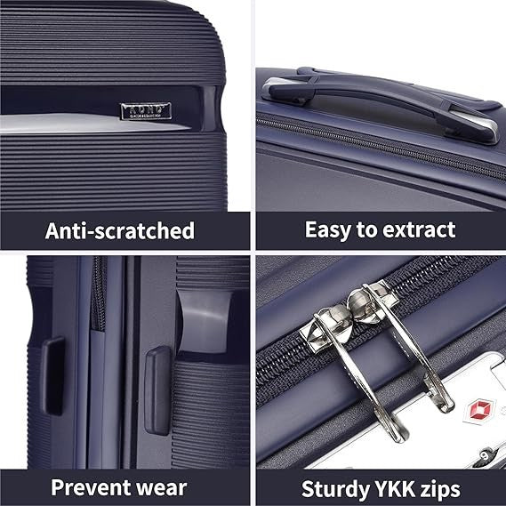 24 Inch Lightweight Hard Suitcase PP 4 Spinner Wheels TSA Lock