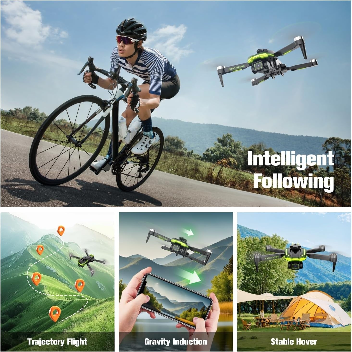 Foldable 4K Camera Drone with Brushless Motor, 40min Flight, FPV for Kids Adults