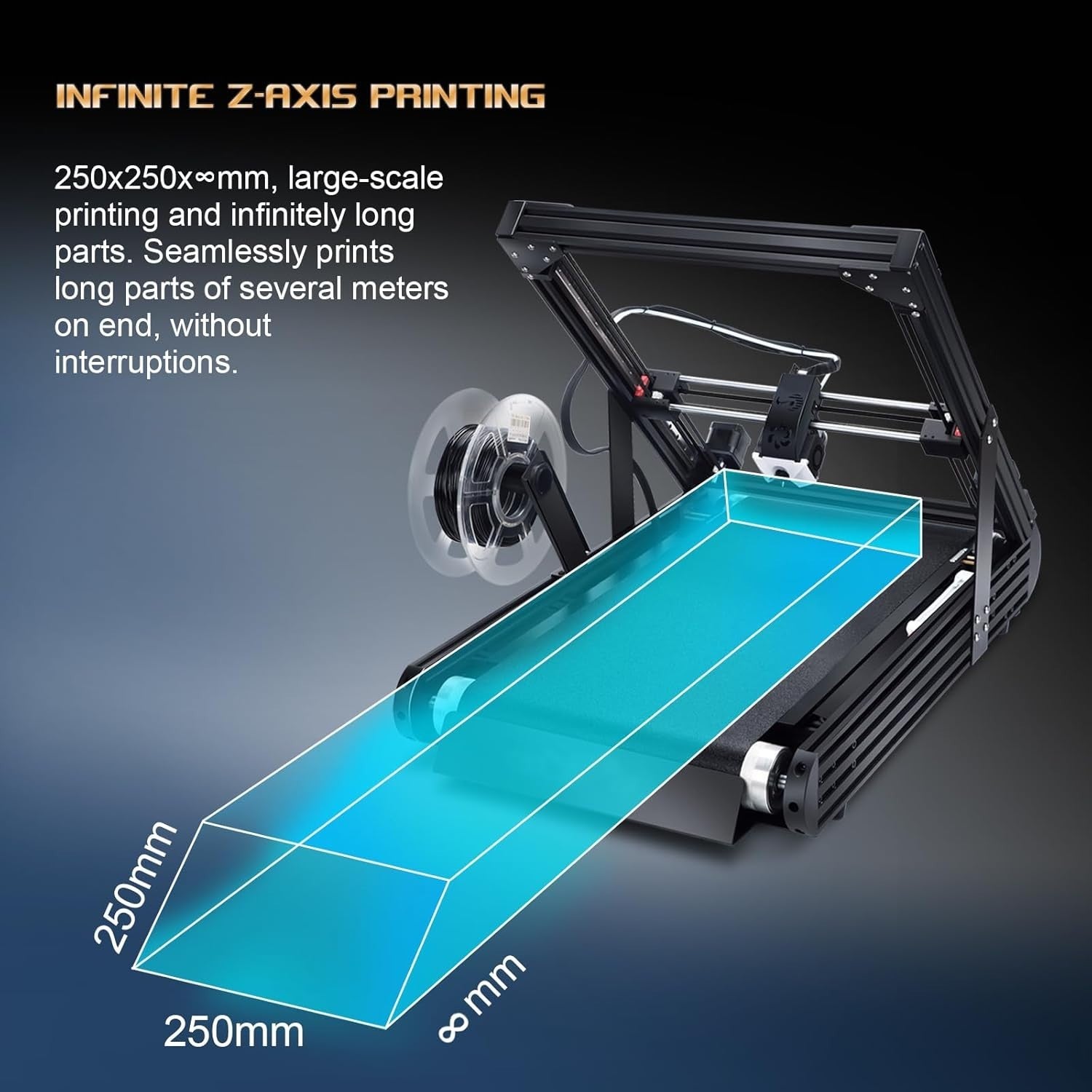 Conveyor Belt 3D Printer Infinite Z Axis Auto Level 400mm/s CoreXY
