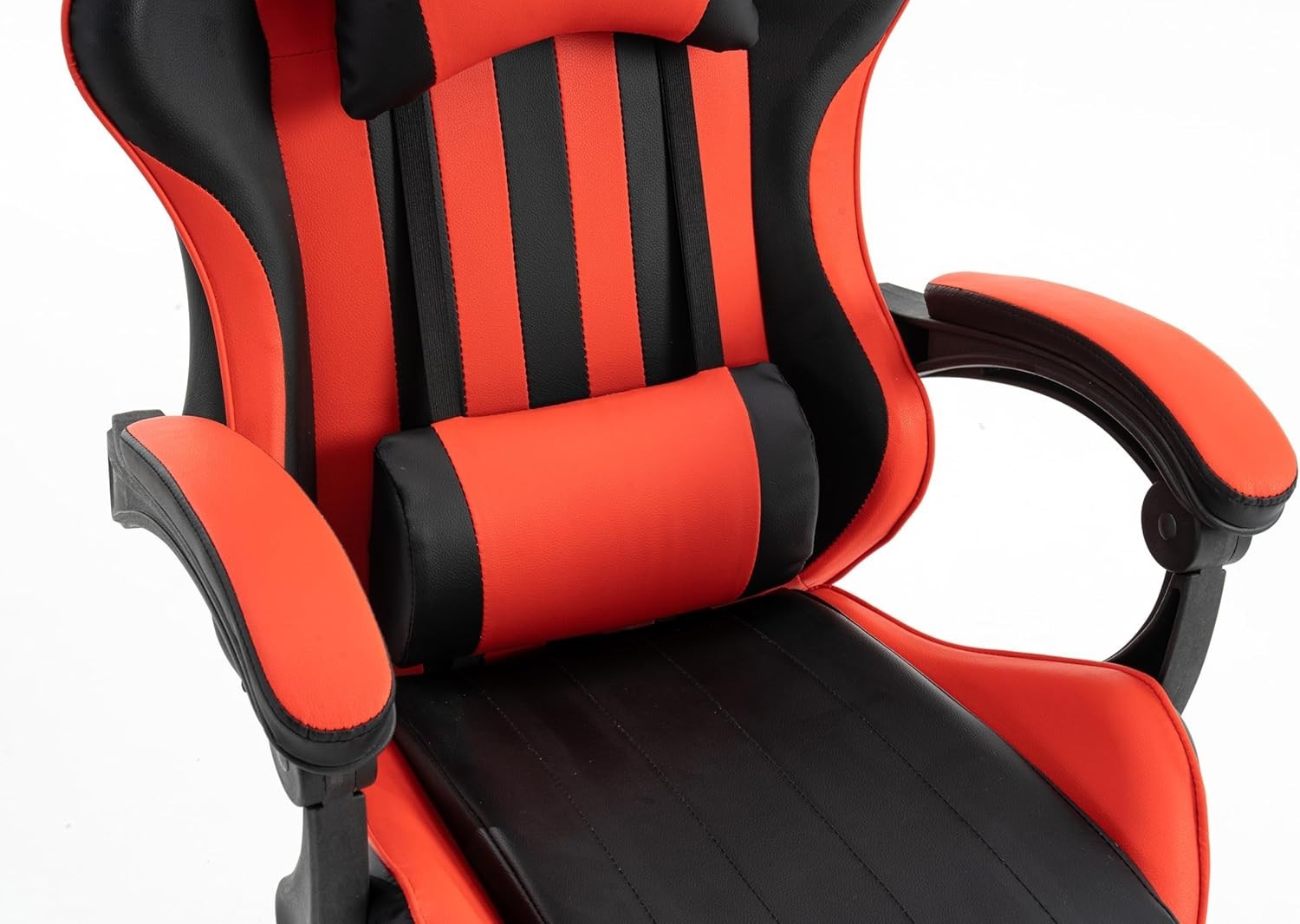 Red PU Leather Gaming Chair Office Desk Swivel PC Recliner Footrest Padded Seat