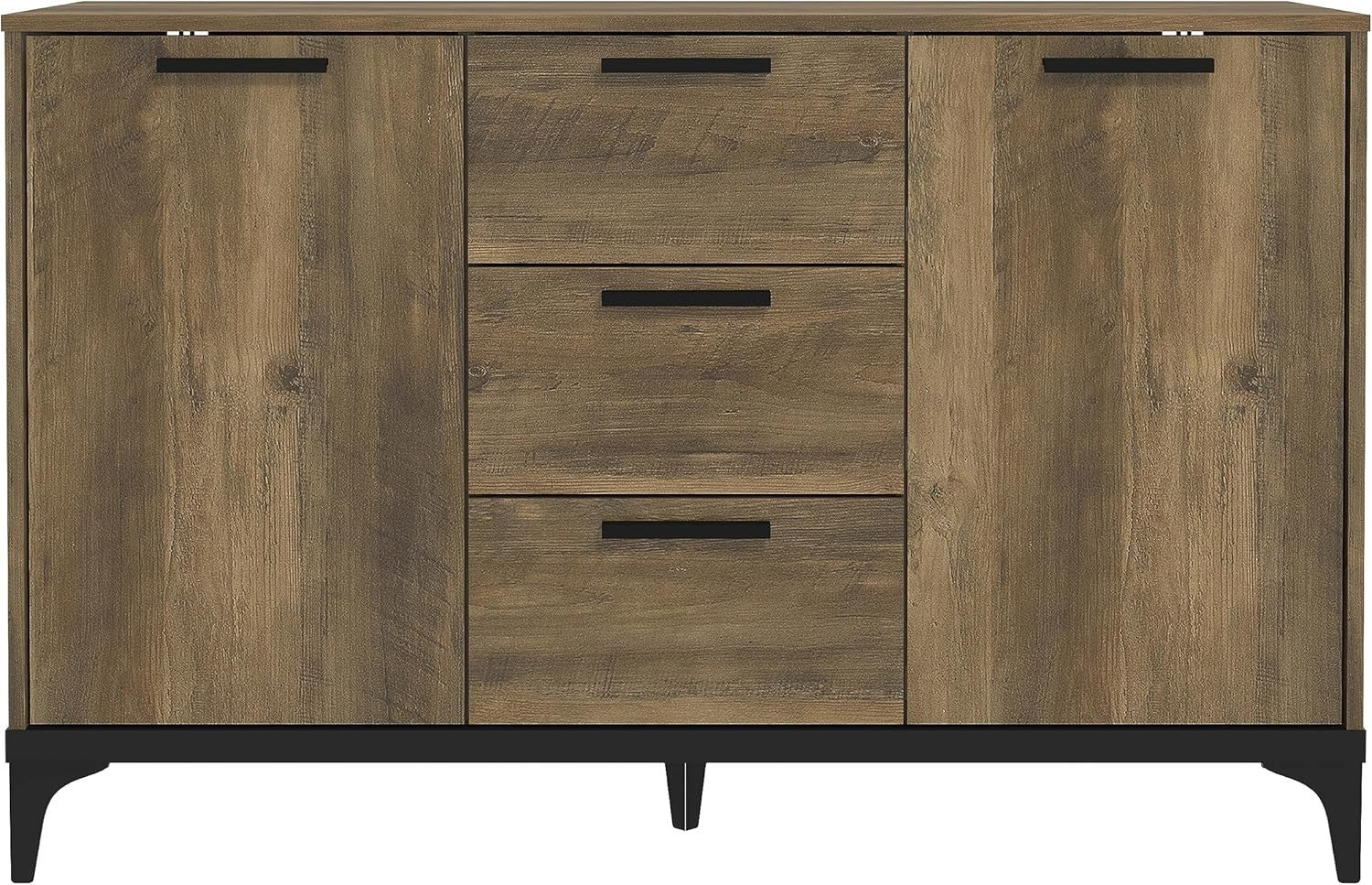 Oak Sideboard Cabinet 2 Door 3 Drawer Storage Unit Adjustable Shelves