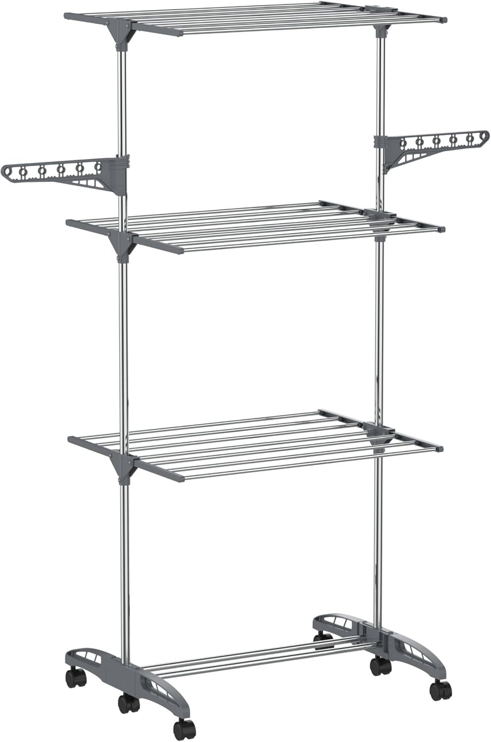 4 Tier Clothes Airer Stainless Steel Folding Laundry Drying Rack with Shoe