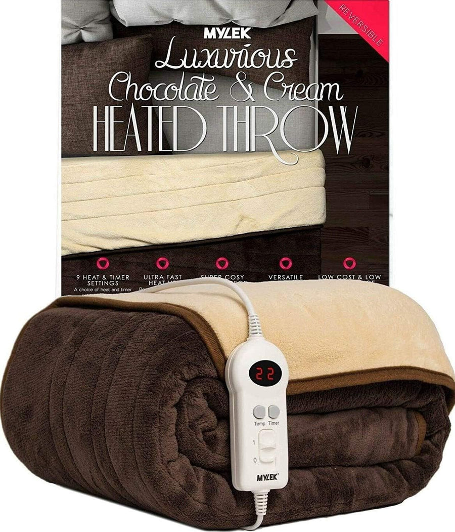 Electric Heated Throw Blanket 9 Heat Levels Timer Soft Fleece 160x120cm