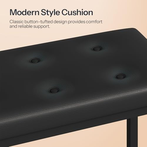 Modern Black Upholstered Dining Bench with H-Frame for Entryway 140kg Capacity