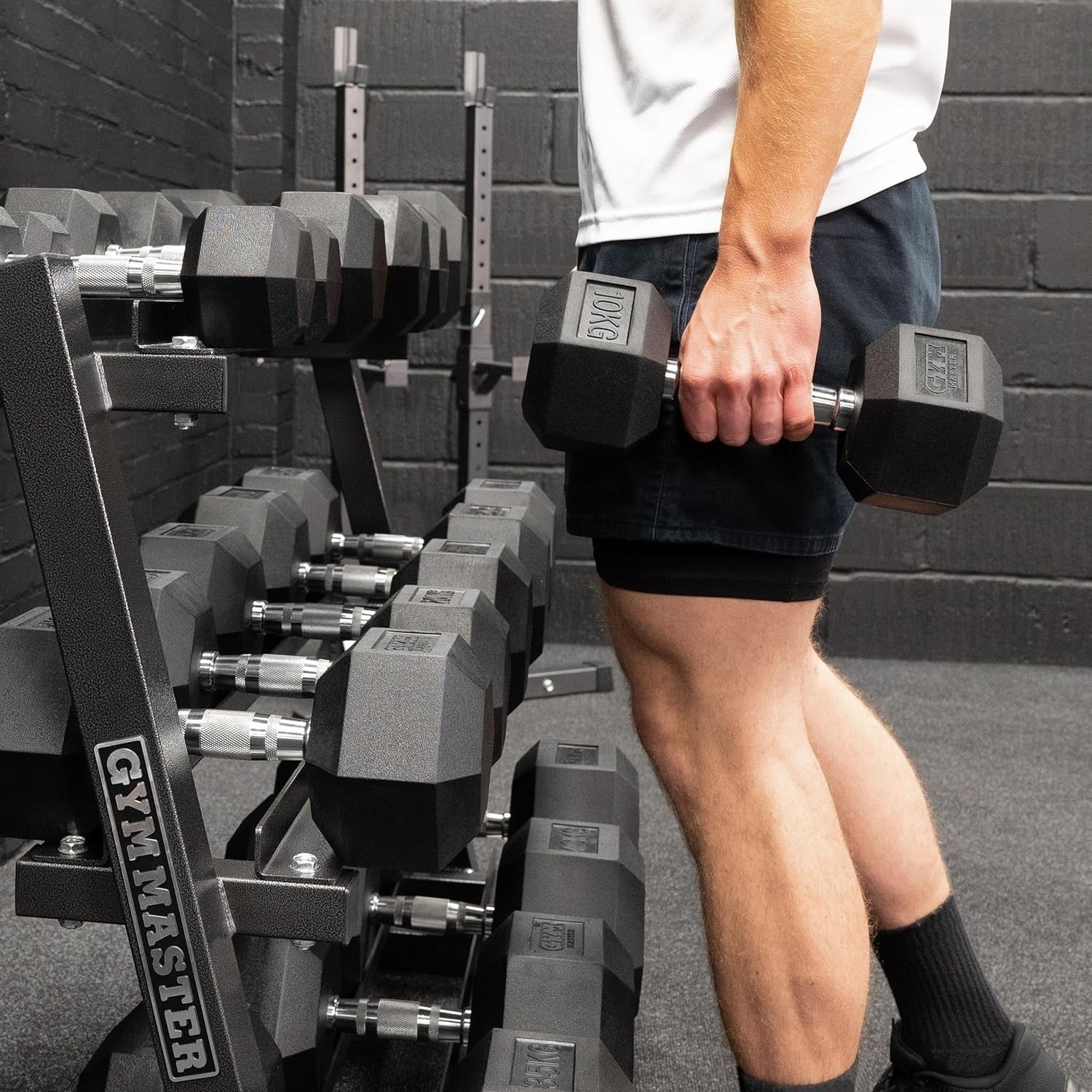20kg Hex Dumbbells Pair Rubber Coated Anti Roll Home Strength Weights