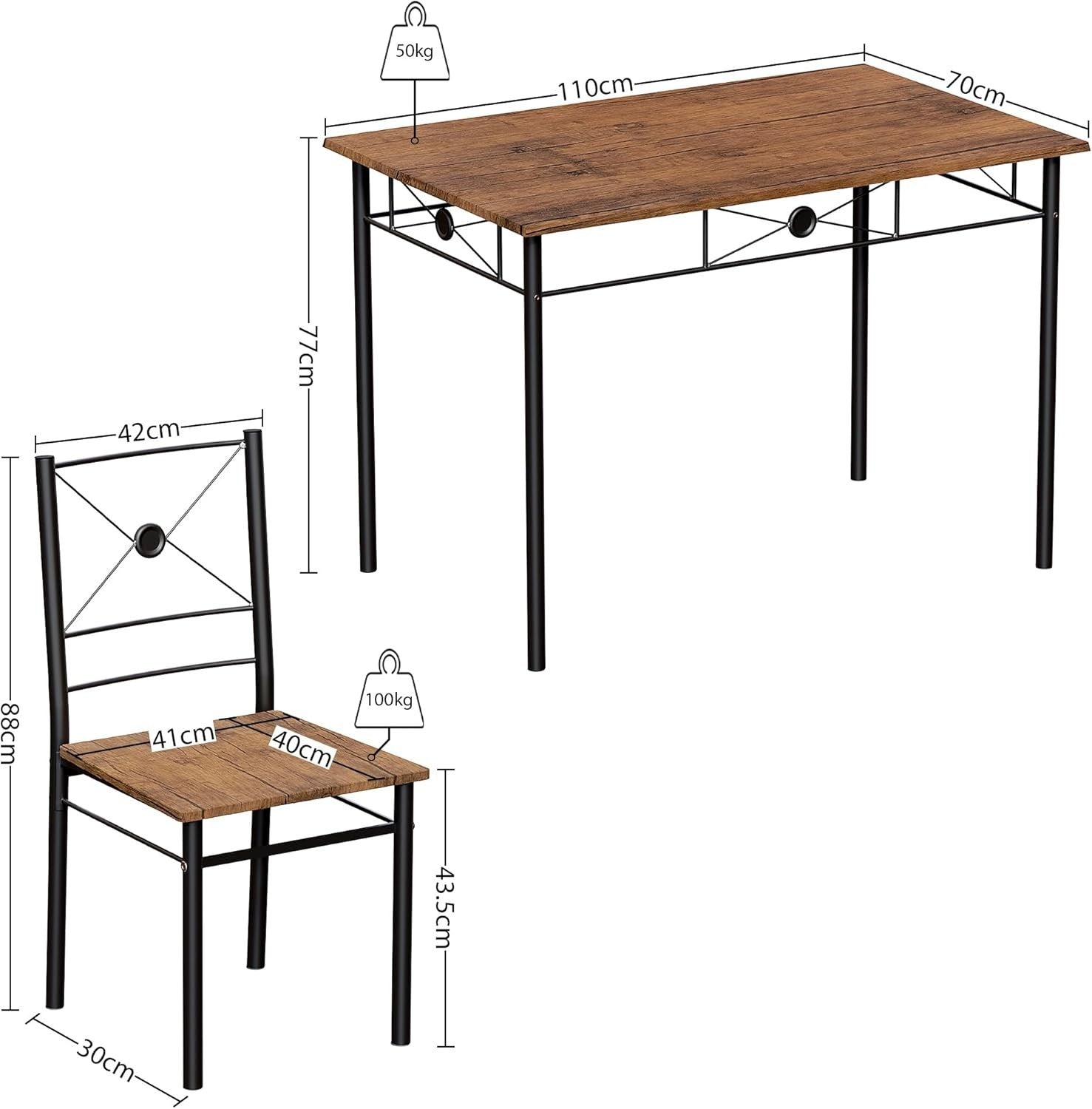 Compact Dark Wood 4-Seater Dining Table Set | Space-Saving Kitchen Furniture