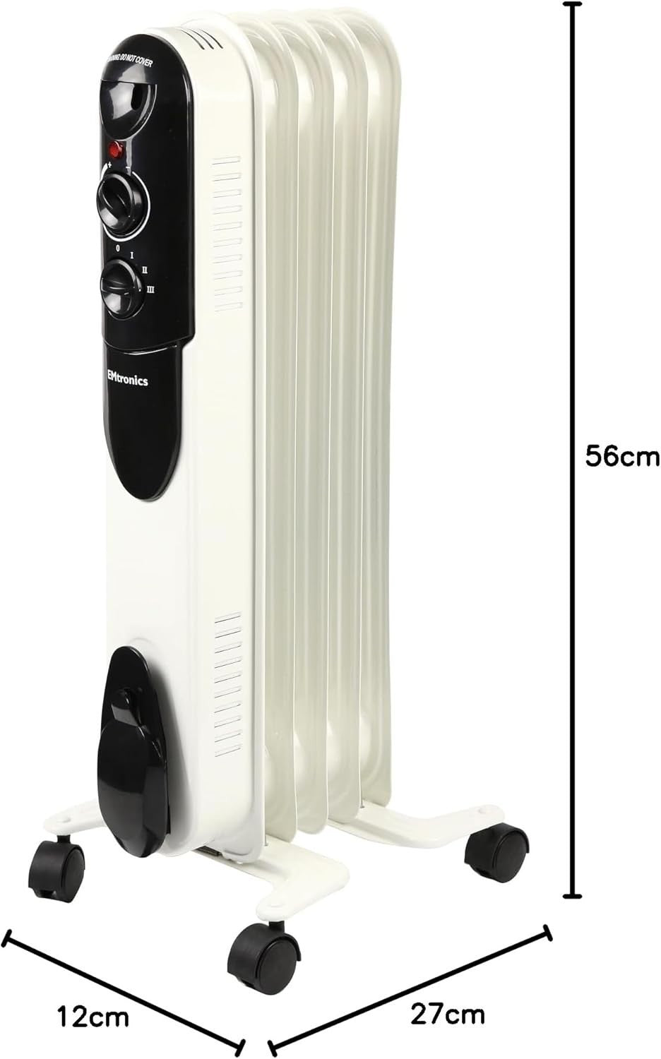 Portable 1000W Oil Heater Radiator 5 Fin Adjustable Thermostat 10sqm Room