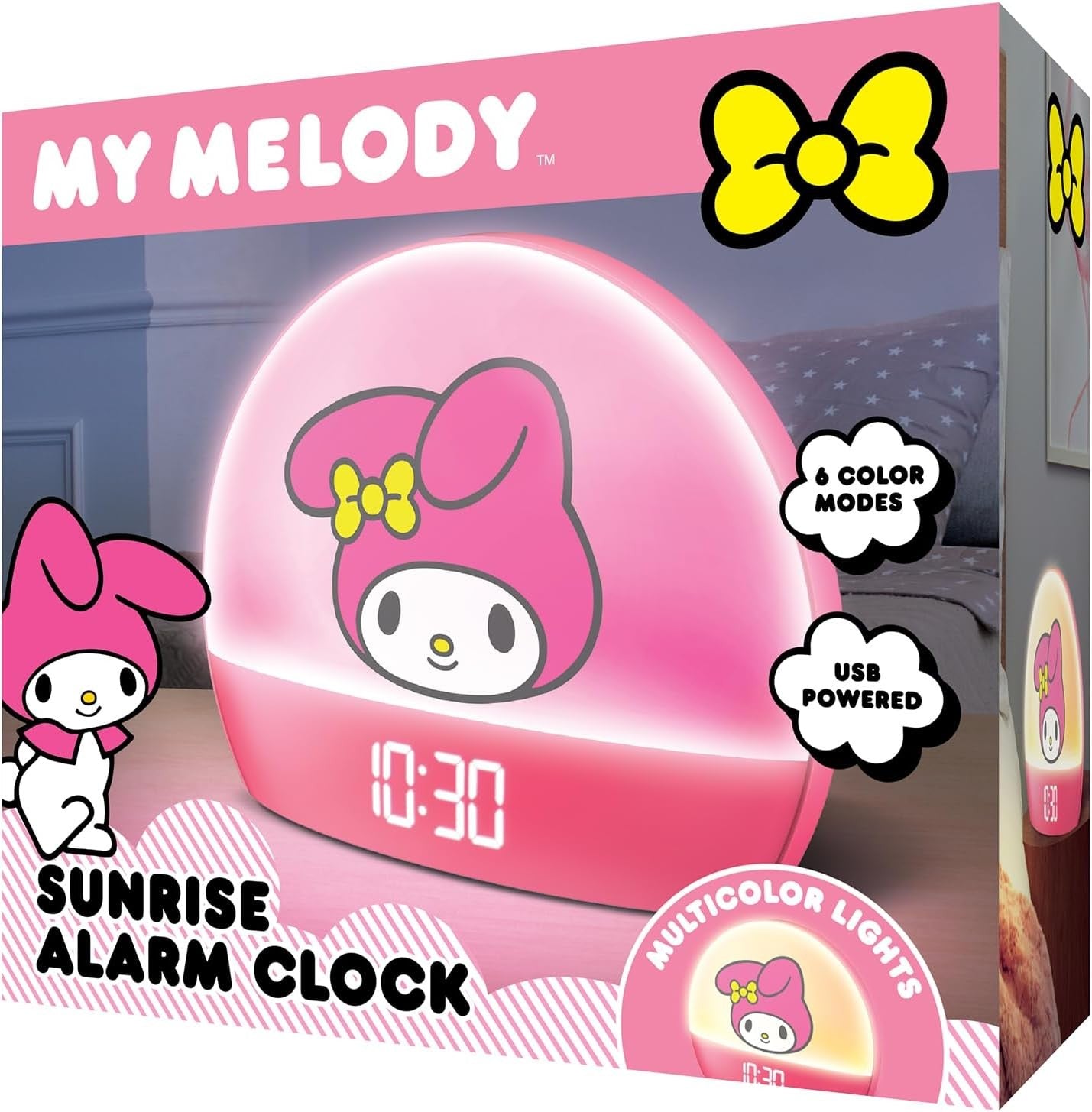 Sunrise Alarm Clock Kids Pink Multicolor LED Night Light USB Snooze