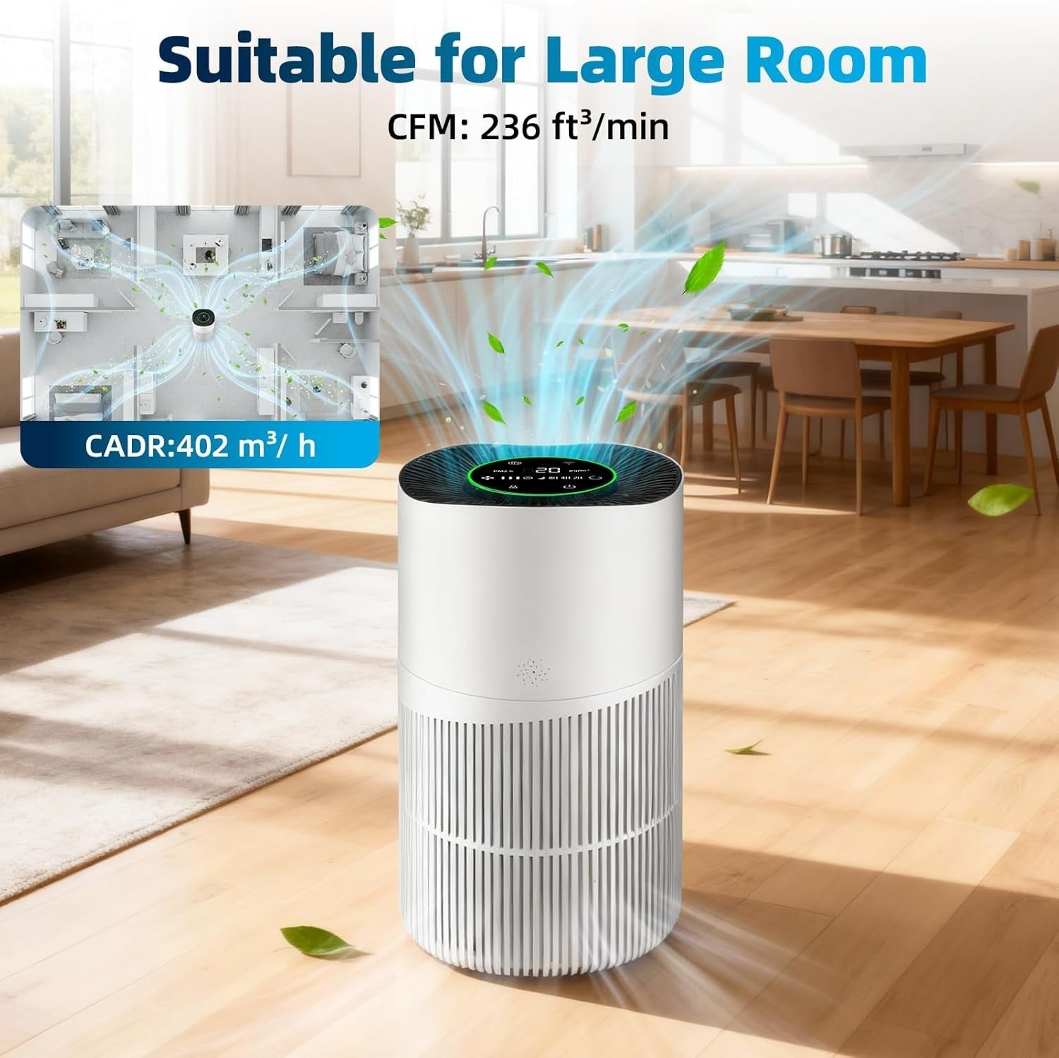 Smart HEPA Air Purifier Large Room 100m² PM2.5 Sensor Alexa Quiet