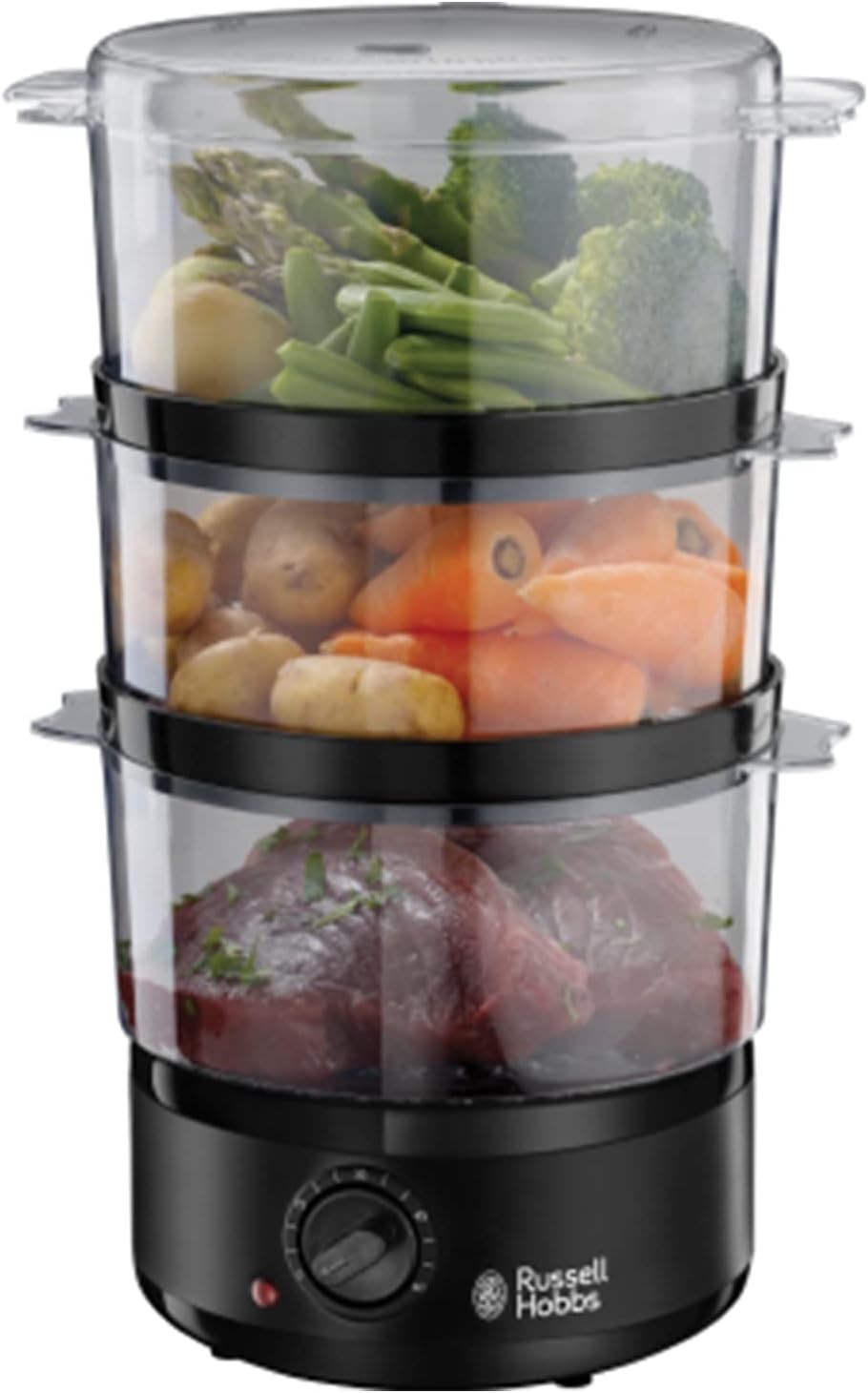 3 Tier Electric Food Steamer 7L BPA-Free Timer Stackable 400W Healthy Cook
