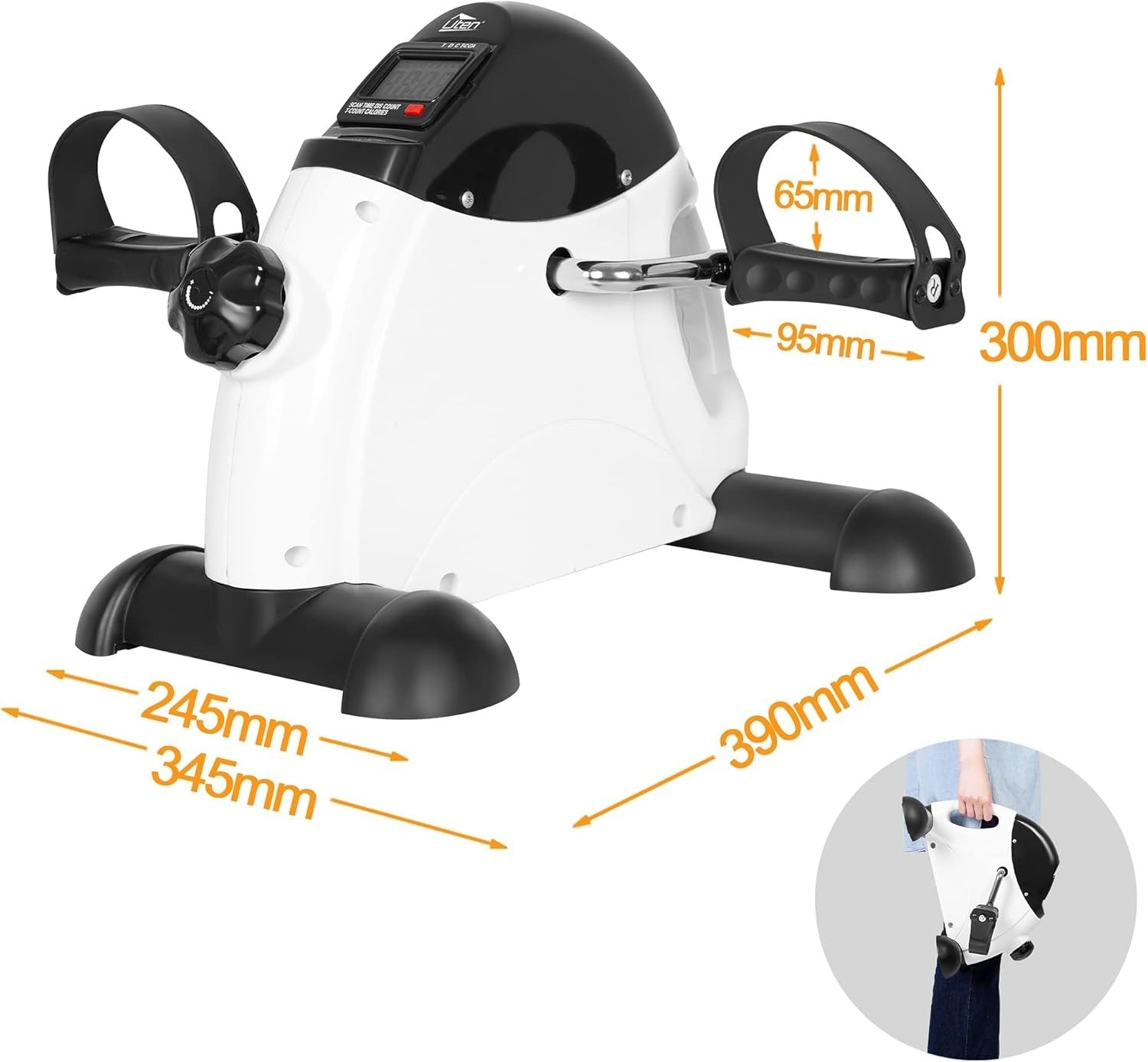 Mini Under Desk Pedal Exerciser LCD Adjustable Resistance Arm Leg