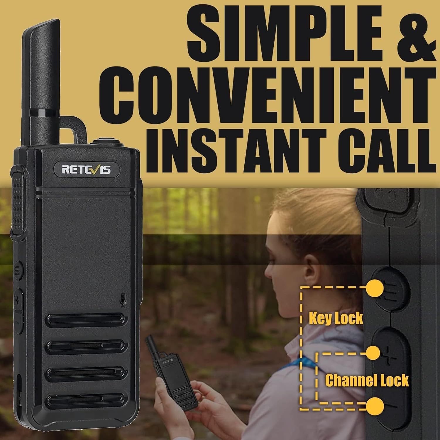 Ultra Thin Walkie Talkies 2 Way Radio VOX USB-C Rechargeable Pair