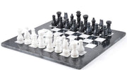 Luxury 15" Handmade Marble Chess Set Black  White Polished Stone Board