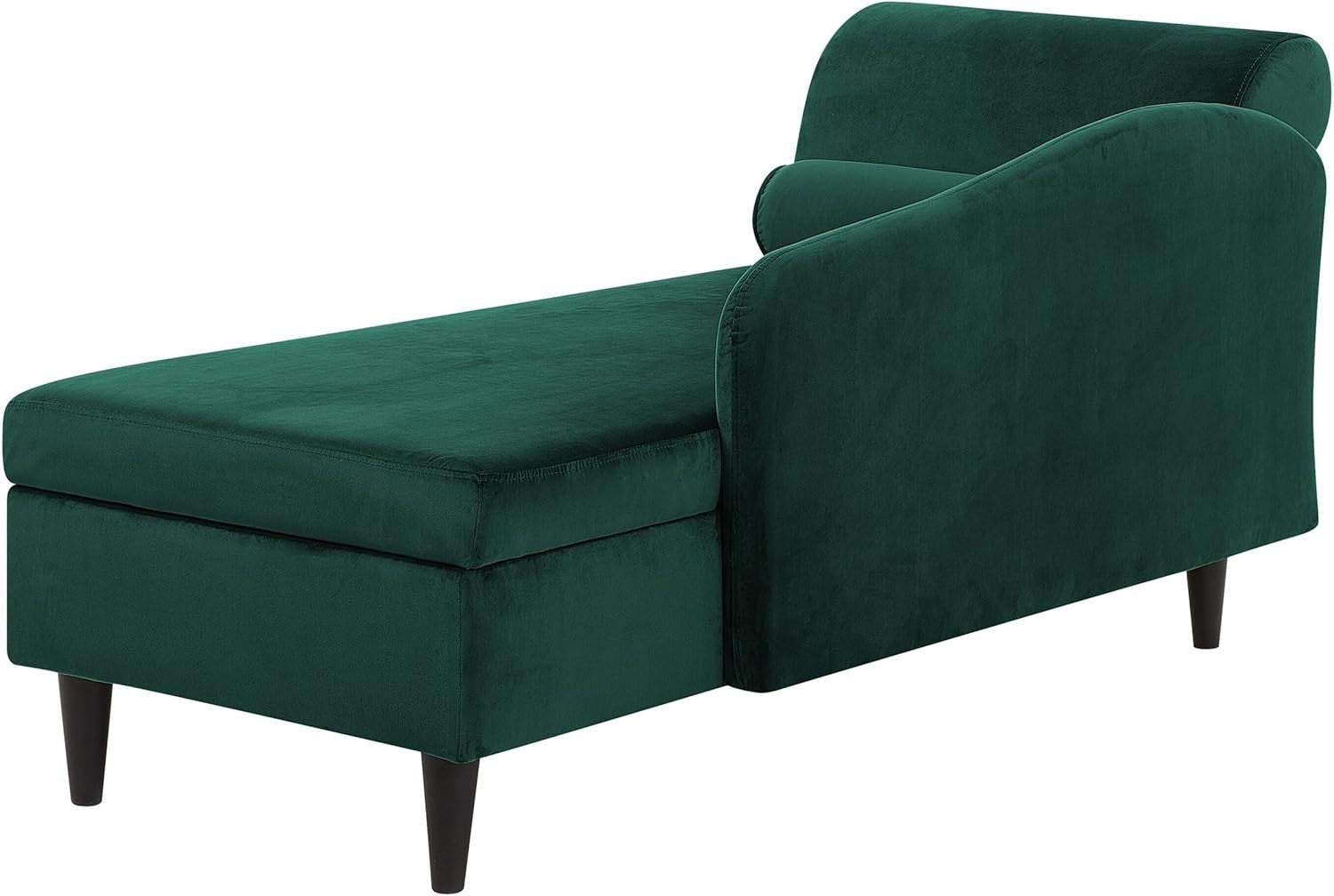 Velvet Left Hand Chaise Lounge with Storage Emerald Green Living Room Sofa