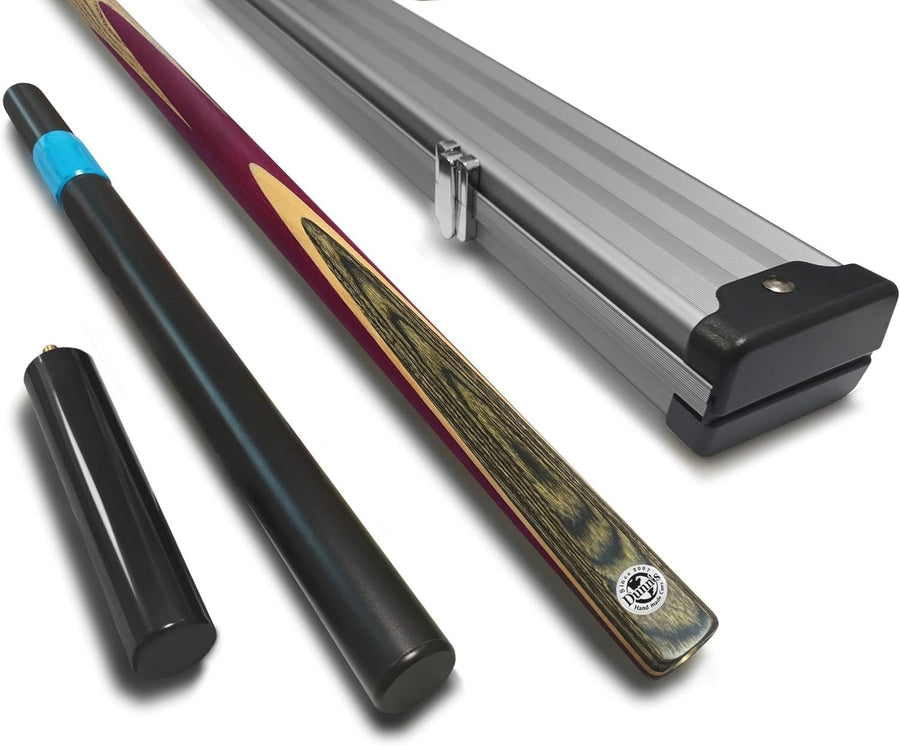 57in One Piece Ash Snooker Pool Cue 9.5mm Tip Extensions Case Set