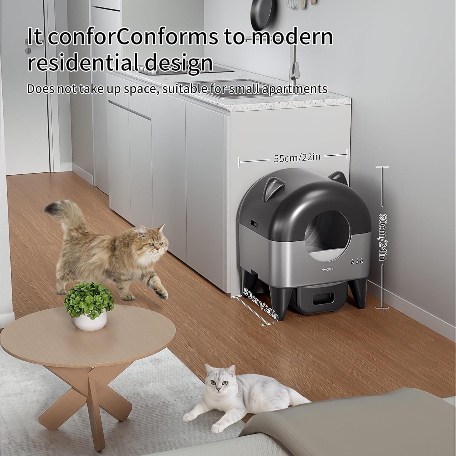 95L Self Cleaning Cat Litter Box APP Control Smart Multi Cat XL