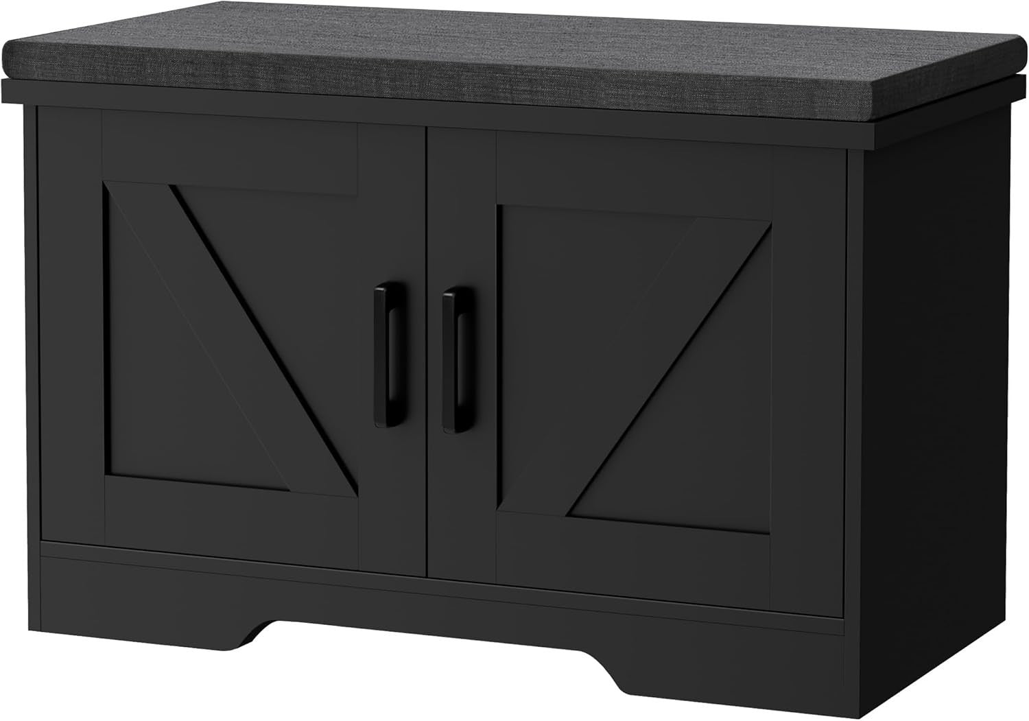 Black 2-Tier Shoe Bench with Cushion & Adjustable Shelf 70x35x45cm