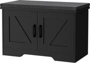 Black 2-Tier Shoe Bench with Cushion & Adjustable Shelf 70x35x45cm