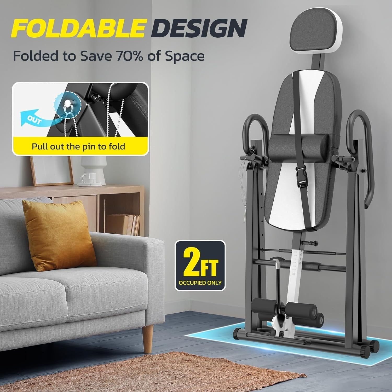 Heavy Duty Inversion Table 300lb Back Stretcher Adjustable Belt