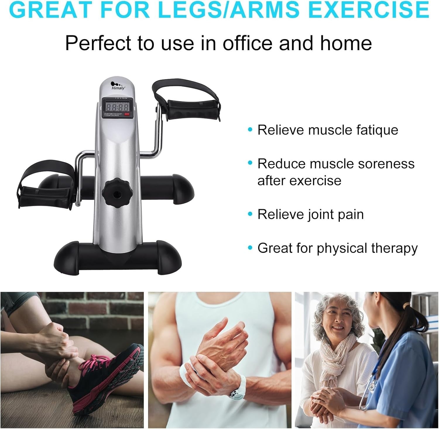 Portable Mini Pedal Exerciser w/ LCD Monitor & Adjustable Resistance for Home