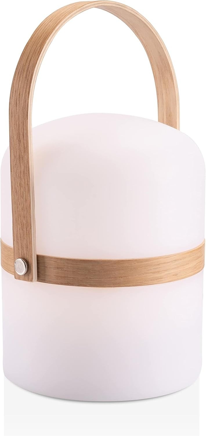 LED Lantern Wood 26.5cm Portable Rechargeable