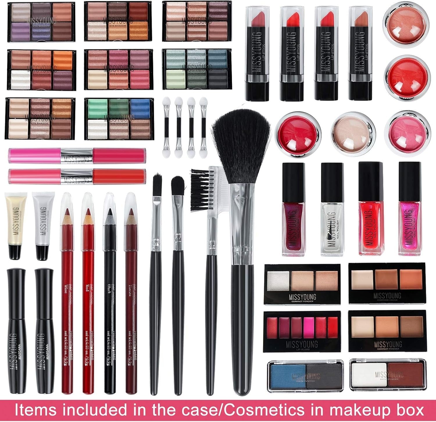 All-in-One Makeup Kit – Eyeshadow, Lip Gloss, Brushes & Case