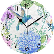 25cm Hummingbird Wall Clock – Silent Non-Ticking Watercolour Floral Decor
