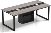 Gray & Black Expandable Conference Table 6–20 Person Desk w/ Cable Ports