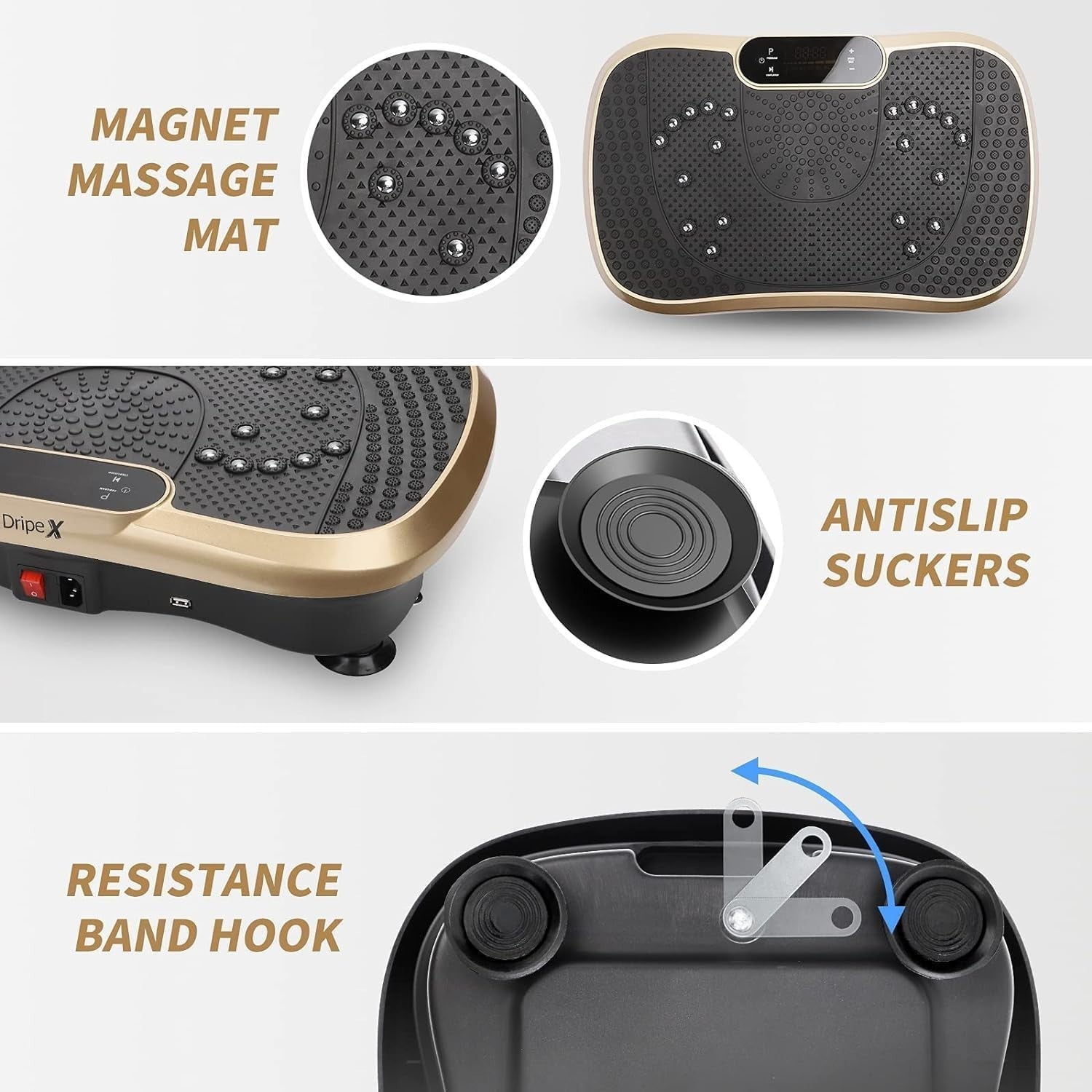 Gold Slim Vibration Plate Fitness Platform 99 Speed Home Shaper