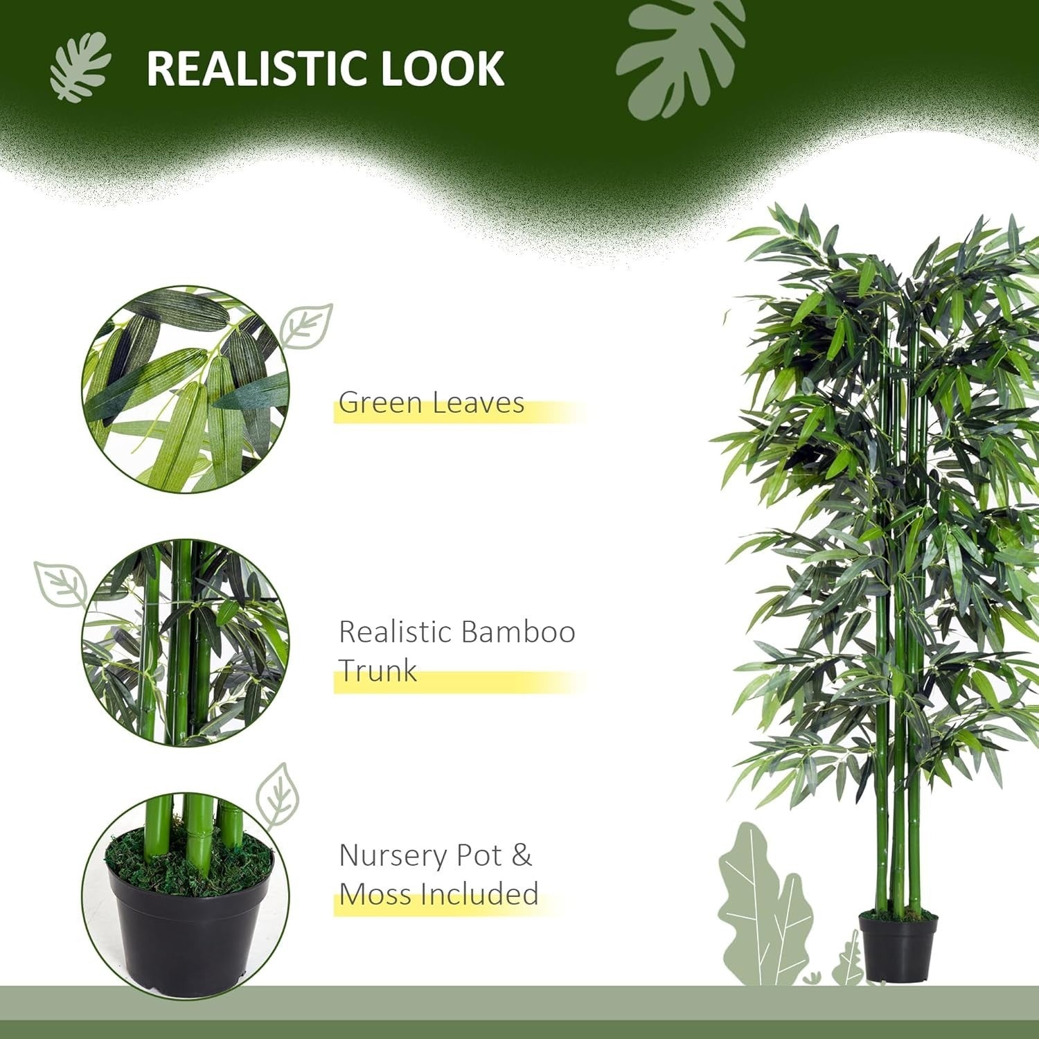 Artificial Bamboo Tree 180cm 6FT Faux Green Plant Black Potted Home Garden Decor