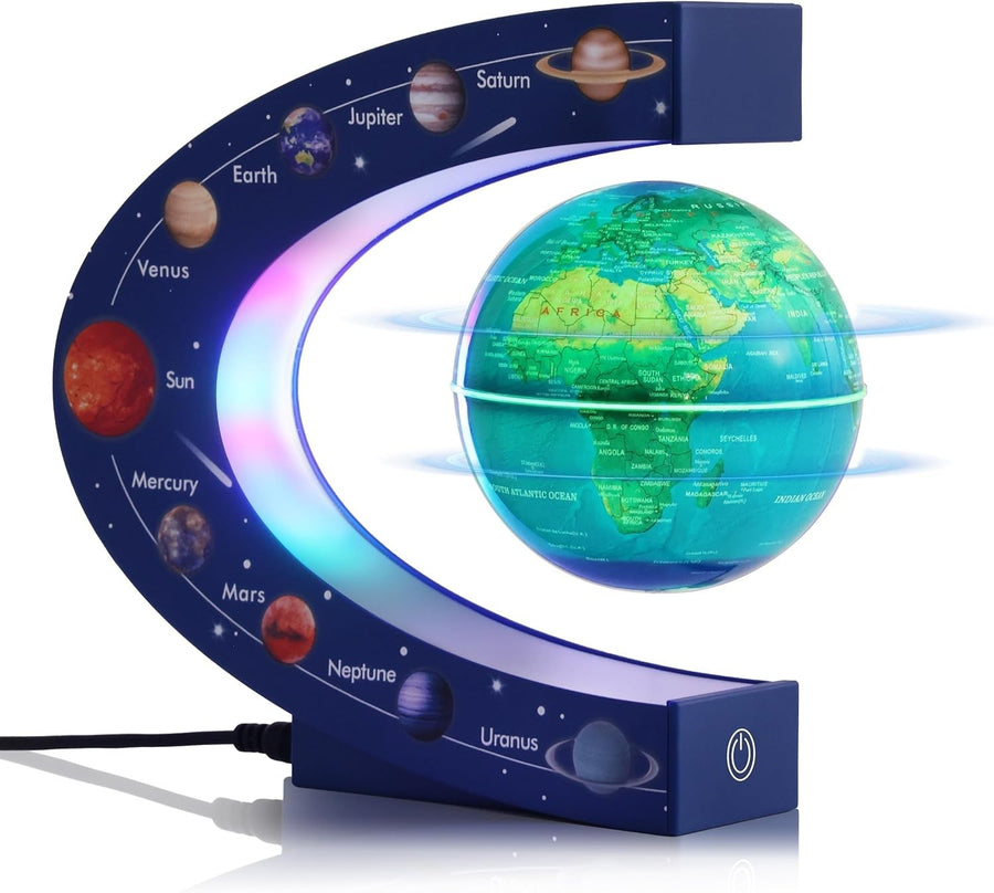 Blue Magnetic Levitating Globe Nine Planets Floating LED Light