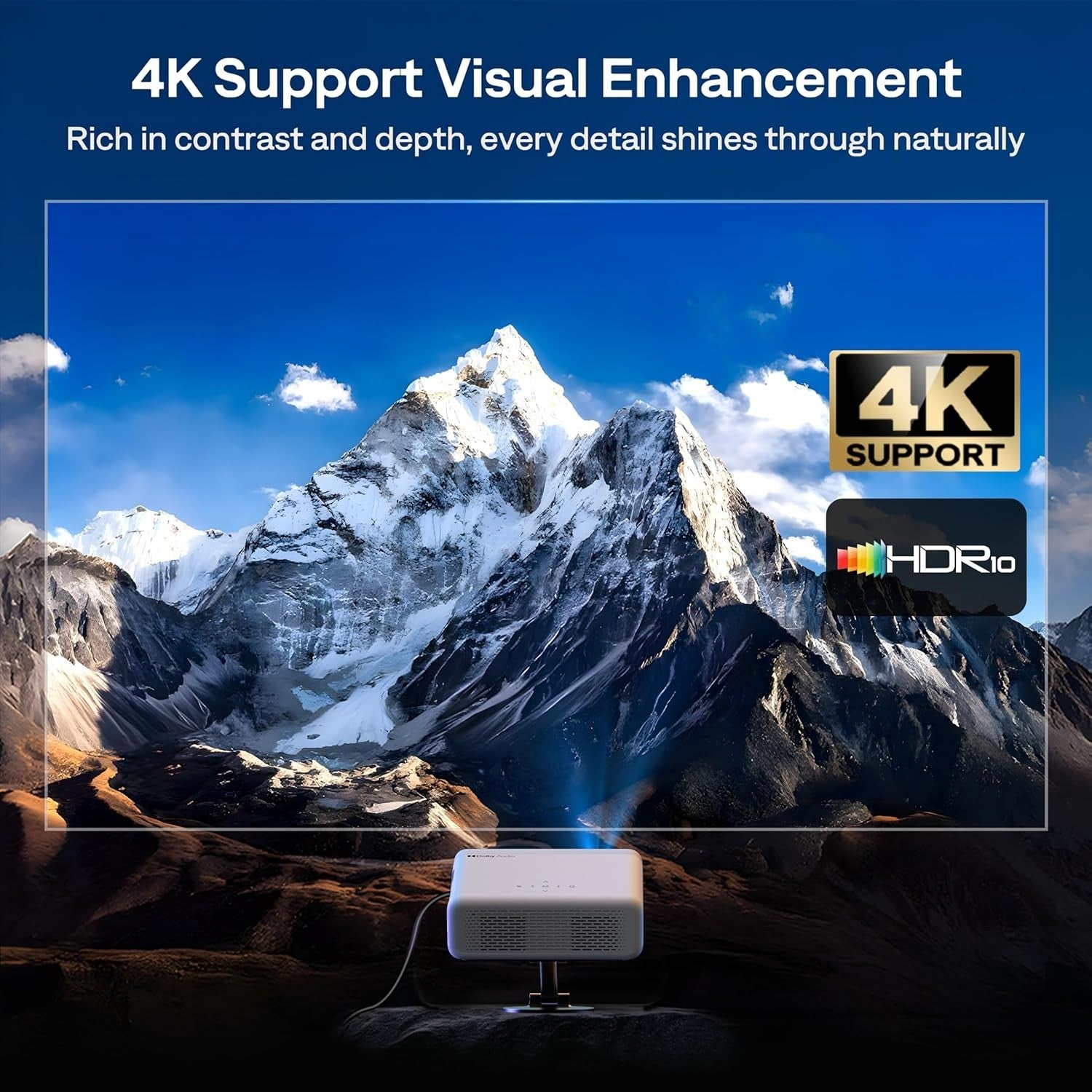 Google TV 1080P Smart Projector 4K Support Dolby Audio WiFi Bluetooth