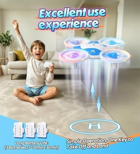 Mini Drone for Kids with 6 LED Modes & 3 Batteries – Fun Toy Gift