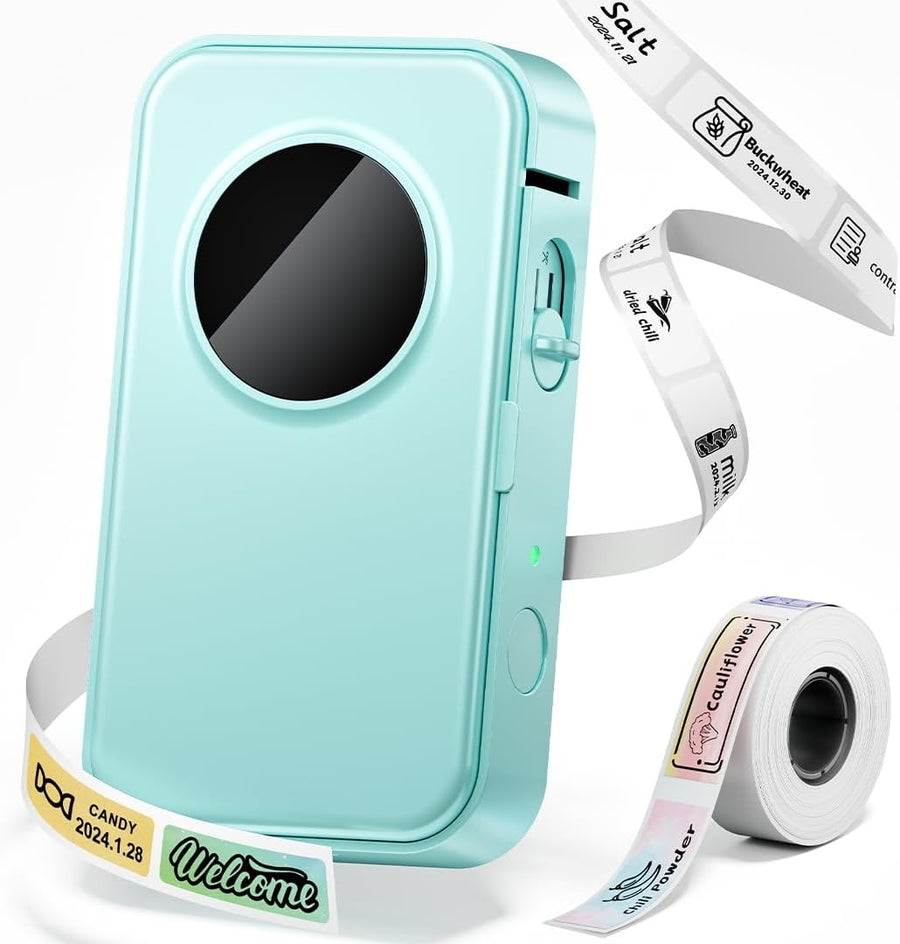 Mini Bluetooth Label Maker Portable Thermal Printer Cyan Green
