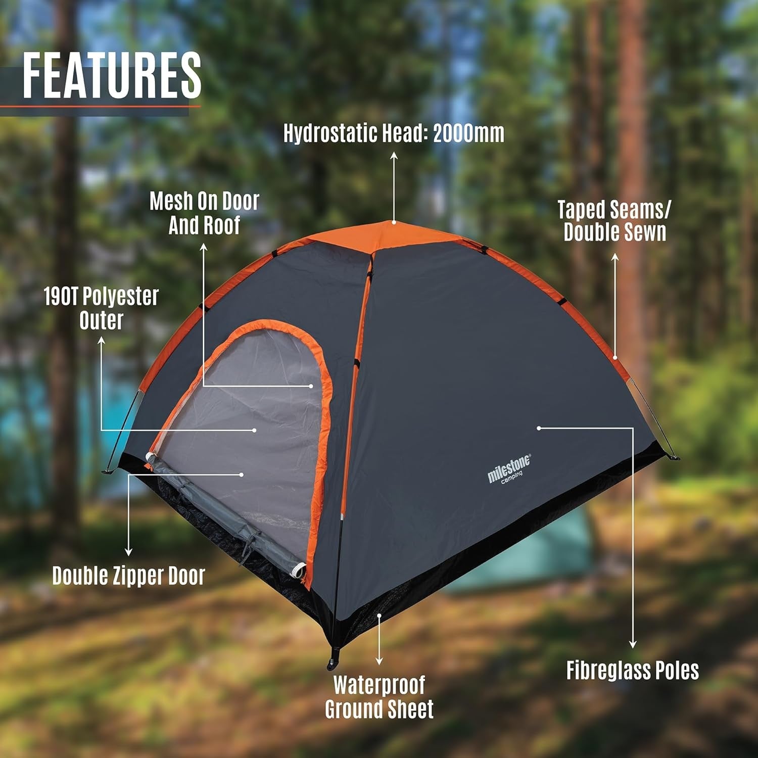 4 Person Camping Tent Waterproof Lightweight Festival Dome