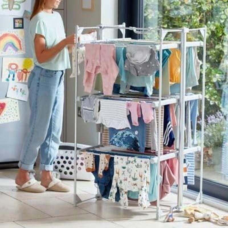 3-Tier Heated Clothes Airer – Foldable Electric Dryer