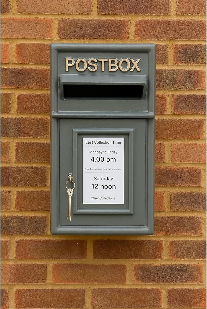 Lockable Cast Iron Wall Post Box | Weatherproof Mailbox | 44cm Tall | Secure