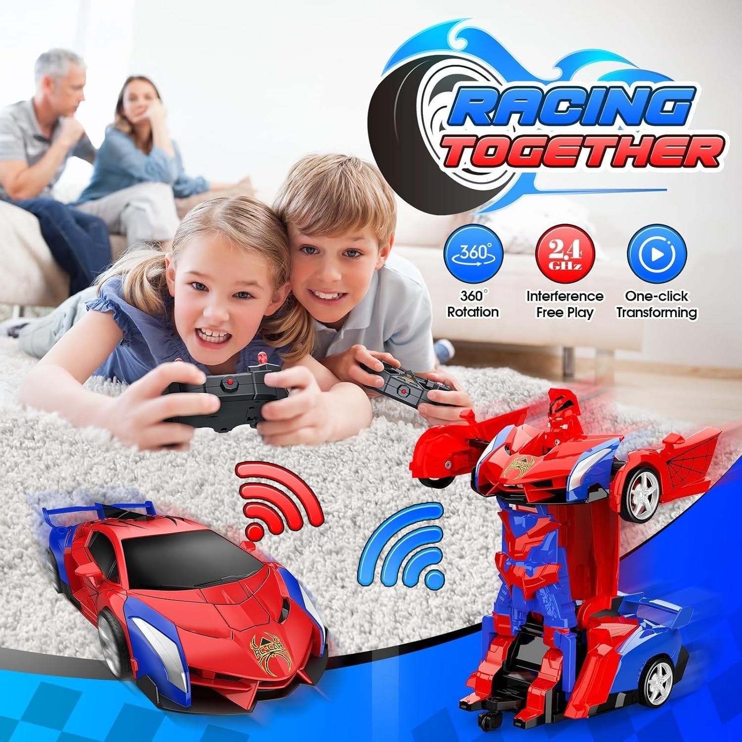 2-in-1 Transforming RC Car Robot Toy | 360° Rotation Remote Control Vehicle for